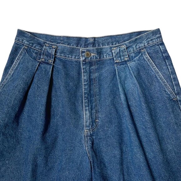 80s vintage highwaisted jean shorts denim pleated baggy relaxed faded jorts. - Picture 3 of 4
